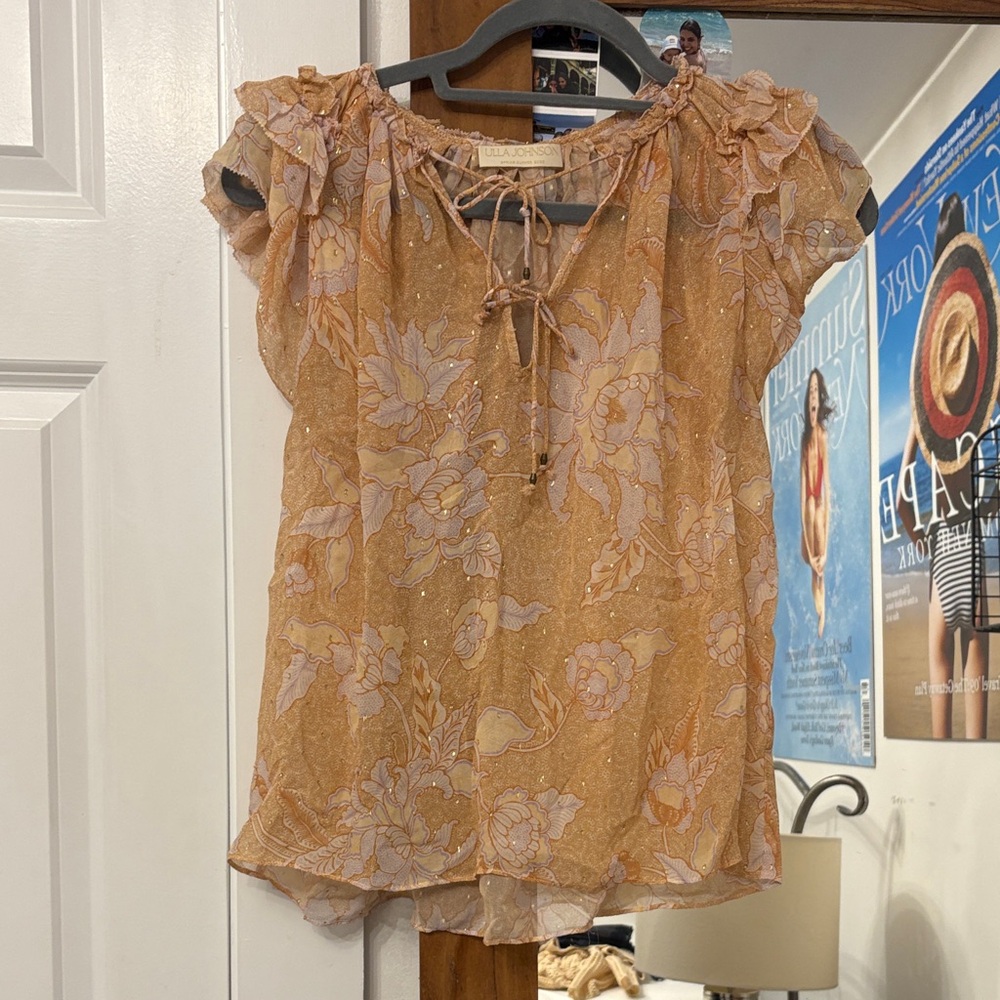 Ulla Johnson Peach Floral Blouse